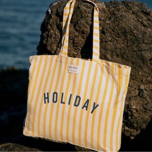 Striped Yellow and White Tote Bag - Holiday for Sézane